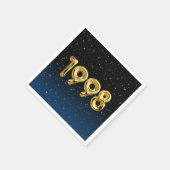星の中の1998年の誕生日バルーン スタンダードカクテルナプキン (角)
