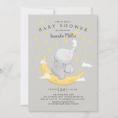 星の中性のバニー象の赤ちゃんシャワーを浴びる 招待状 (正面)