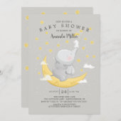 星の中性のバニー象の赤ちゃんシャワーを浴びる 招待状 (正面/裏面)