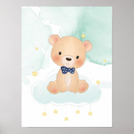 星の付いたかわいい小さなクマ ポスター