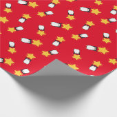 星の付いたキュートペンギン –  ラッピングペーパー (角)