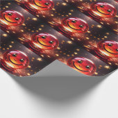 星の付いた透明な赤い泡だらけの顔  ラッピングペーパー (角)