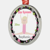 星の体育専門家の記念品のピンクおよび緑 メタルオーナメント (左)