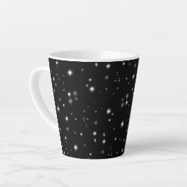 星の光が黒と白の輝きを放つ カフェラテマグ