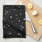 星の光が黒と白の輝きを放つ キッチンタオル (四つ折り)
