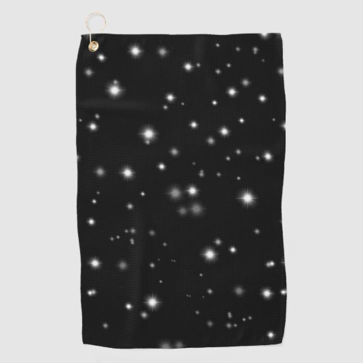星の光が黒と白の輝きを放つ ゴルフタオル (正面)