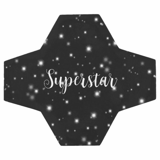 星の光が黒と白の輝きを放つ サッカーボール (フラット)