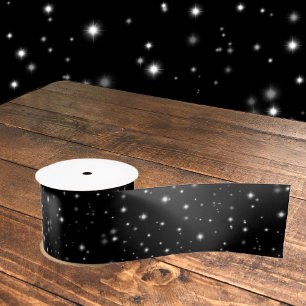 星の光が黒と白の輝きを放つ サテンリボン
