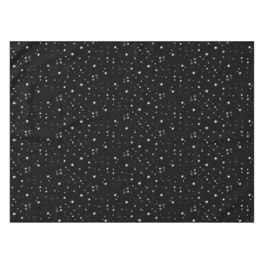 星の光が黒と白の輝きを放つ テーブルクロス (正面(横))