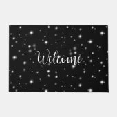 星の光が黒と白の輝きを放つ ドアマット (正面)
