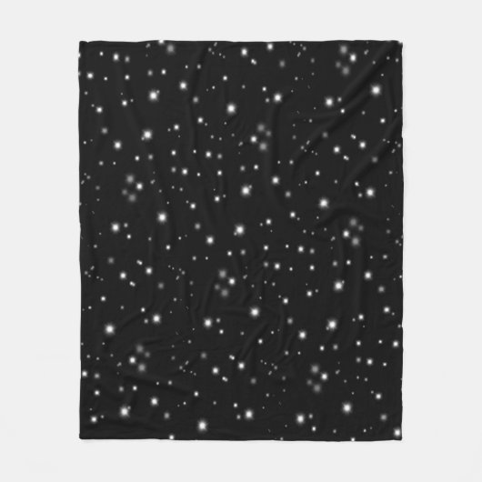 星の光が黒と白の輝きを放つ フリースブランケット (正面)