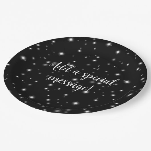 星の光が黒と白の輝きを放つ ペーパープレート (アングル)