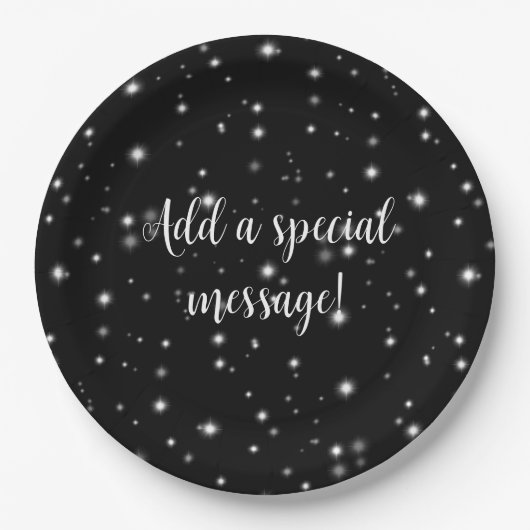 星の光が黒と白の輝きを放つ ペーパープレート (正面)