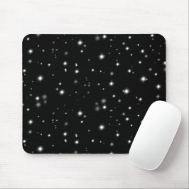 星の光が黒と白の輝きを放つ マウスパッド
