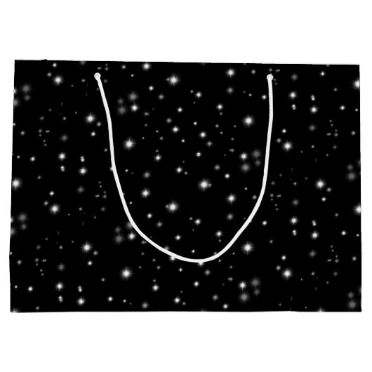 星の光が黒と白の輝きを放つ ラージペーパーバッグ (裏面)