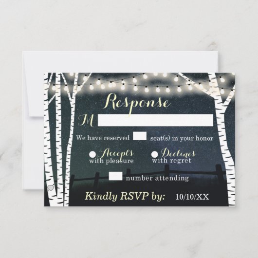 星の光のヒールツリー結婚式の出欠確認カード 出欠カード (正面)