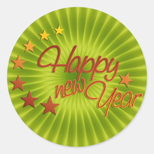 星の光+あなたのバックグラウンドで新年を幸せに ラウンドシール (正面)