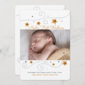 星の写真フレーム ホリデーカード (正面/裏面)