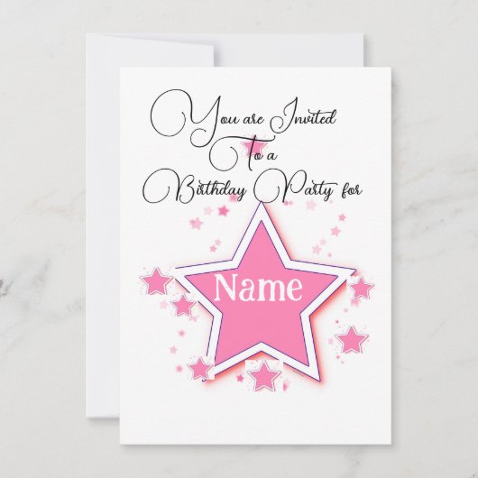 星の名前でパーソナライズする誕生日 招待状 (正面)