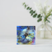 星の夜かわいいペット猫ポートレートテンプレート広場 スクエア名刺 (スタンド正面)