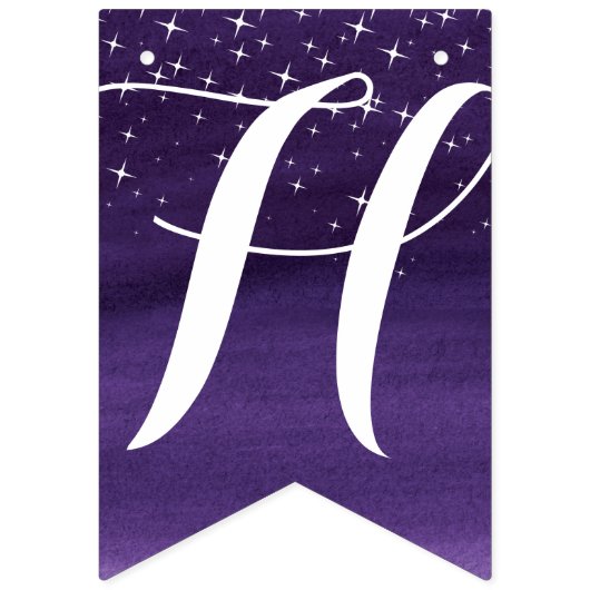 星の夜のおめでとう濃紫のカスタム バンティングフラッグ (第2の旗)