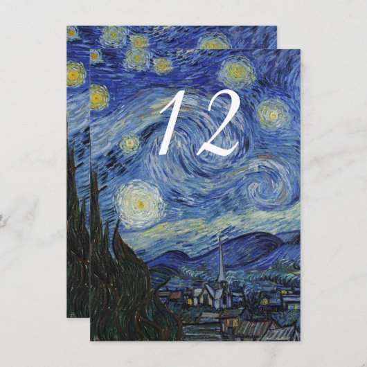 星の夜のウェディングレセプション テーブル番号 招待状 (正面/裏面)