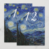 星の夜のウェディング レセプション テーブル ナンバー 招待状 (正面/裏面)