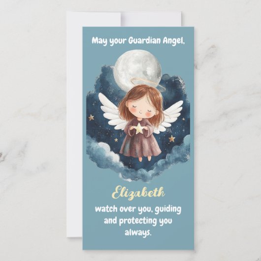星の夜のガーディアンエンジェルGilllブックマーク サンキューカード (正面)