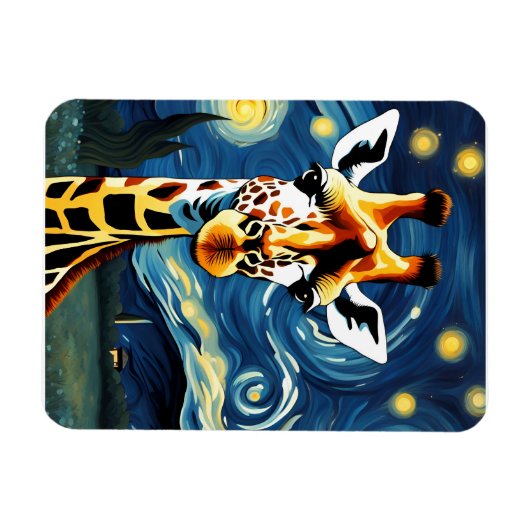 星の夜のキリン マグネット (横)