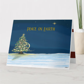 星の夜のクリスマスツリーの平和 カード