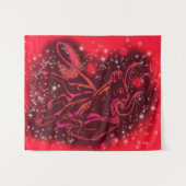 星の夜のブル走ーの赤いタペストリー タペストリー (正面(横))