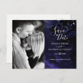 星の夜の天空の写真の日付を保存 案内ポストカード (正面/裏面)