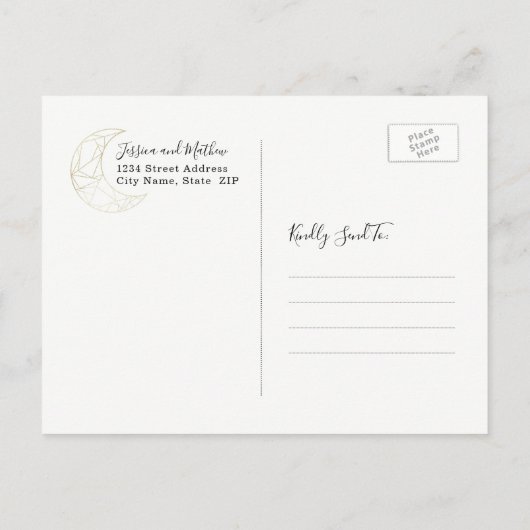 星の夜の天空の写真の日付を保存 案内ポストカード (裏面)