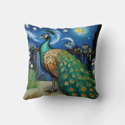 星の夜の孔雀 クッション (裏面)