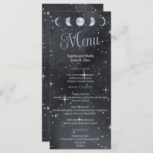 星の夜の月のフェーズ結婚のフラットメニュー メニュー (正面/裏面)