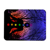 星の夜の瞑想と木 マグネット (横)