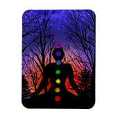 星の夜の瞑想と木 マグネット (縦)