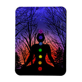 星の夜の瞑想と木 マグネット