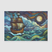 星の夜の船のデコパージュ 薄葉紙 (正面)