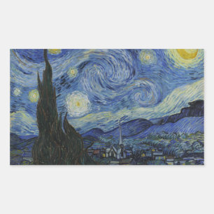 星の夜の長方形のステッカー 長方形シール