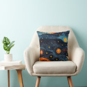 「星の夜の青とオレンジ クッション (椅子)