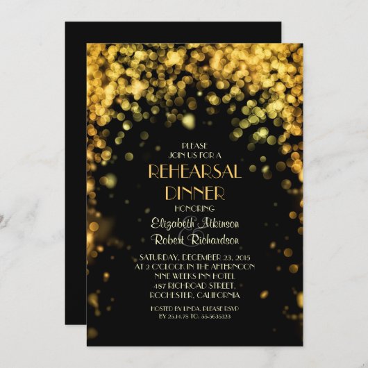 星の夜明かりのリハーサルディナー招待状 招待状 (正面/裏面)