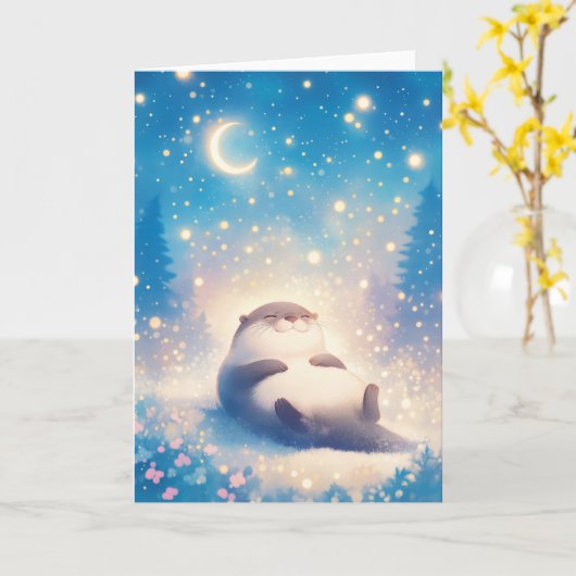 星の夜 カード (黄色い花)