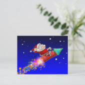 星の夜,花火ロケットに乗るサンタ シーズンポストカード (スタンド正面)