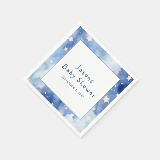 星の夢のような赤ちゃんシャワー青い招待 スタンダードカクテルナプキン (角)