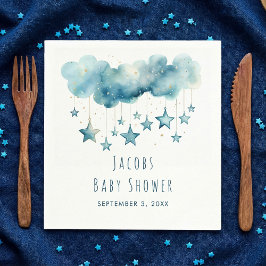 星の夢の赤ちゃんシャワー青い星ナプキン スタンダードカクテルナプキン