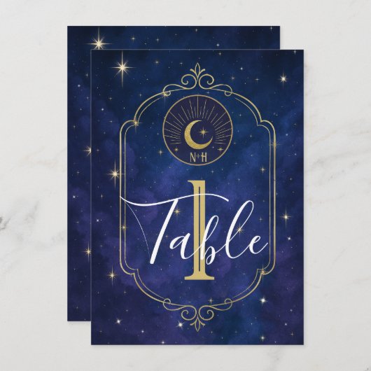 星の天空のテーブルの間の夜 招待状 (正面/裏面)