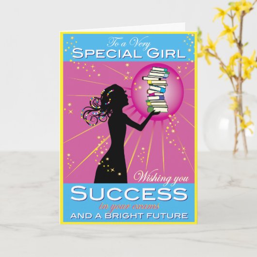 星の女の子の成功 カード (黄色い花)