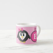 星の子供のキュートなペンギンピンクイエロー エスプレッソカップ (正面右)
