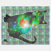 星の宇宙インキャット フリースブランケット (正面(横))